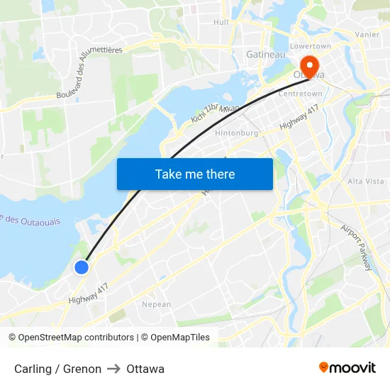 Carling / Grenon to Ottawa map