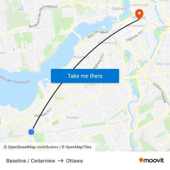 Baseline / Cedarview to Ottawa map