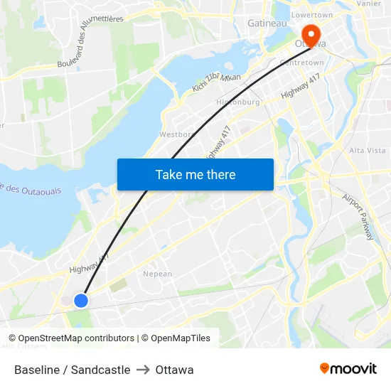 Baseline / Sandcastle to Ottawa map