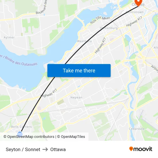 Seyton / Sonnet to Ottawa map