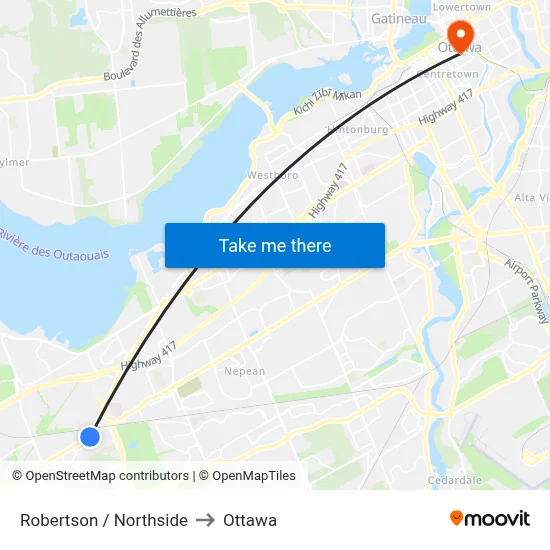 Robertson / Northside to Ottawa map