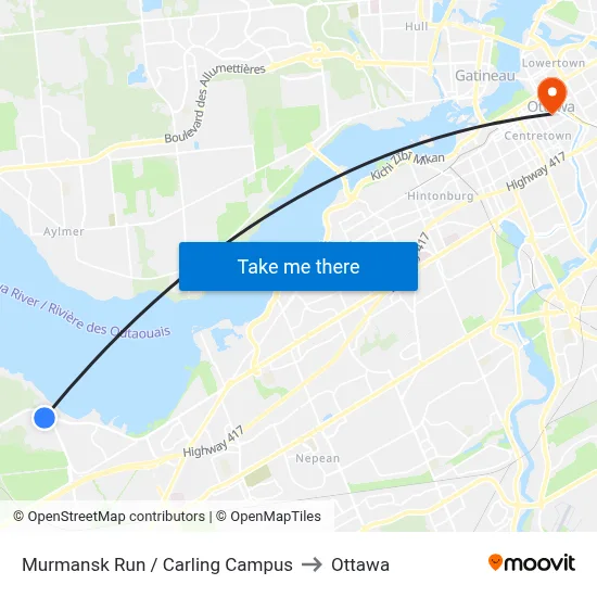 Murmansk Run / Carling Campus to Ottawa map