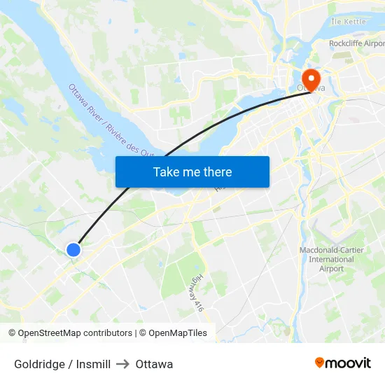 Goldridge / Insmill to Ottawa map
