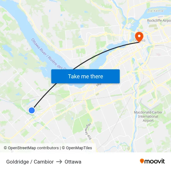 Goldridge / Cambior to Ottawa map