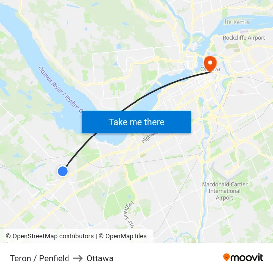 Teron / Penfield to Ottawa map