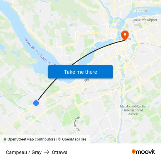 Campeau / Gray to Ottawa map