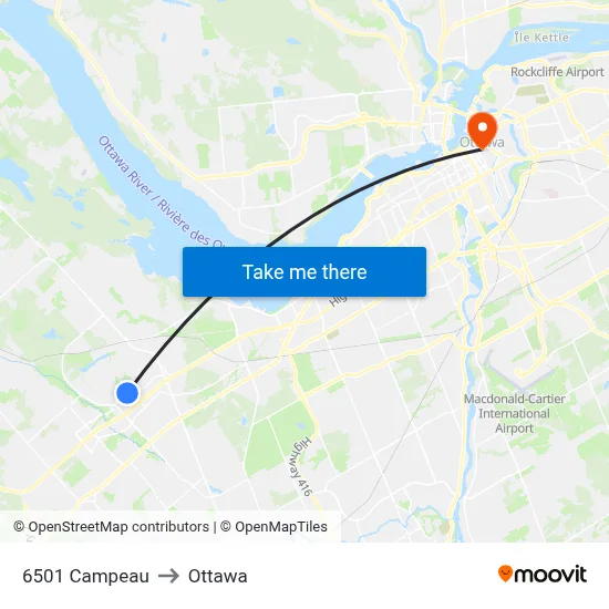 6501 Campeau to Ottawa map
