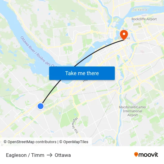 Eagleson / Katimavik to Ottawa map