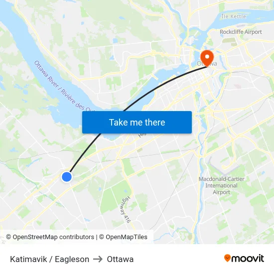 Katimavik / Eagleson to Ottawa map