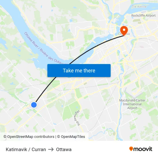 Katimavik / Curran to Ottawa map