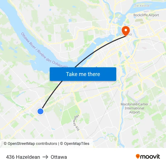 436 Hazeldean to Ottawa map