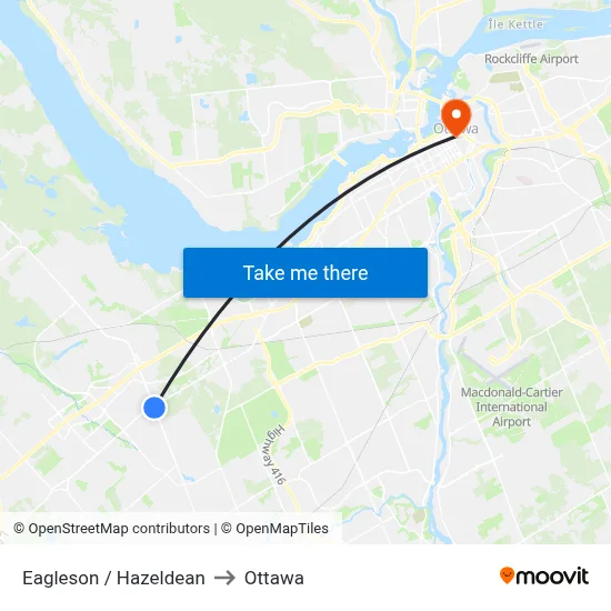 Eagleson / Hazeldean to Ottawa map