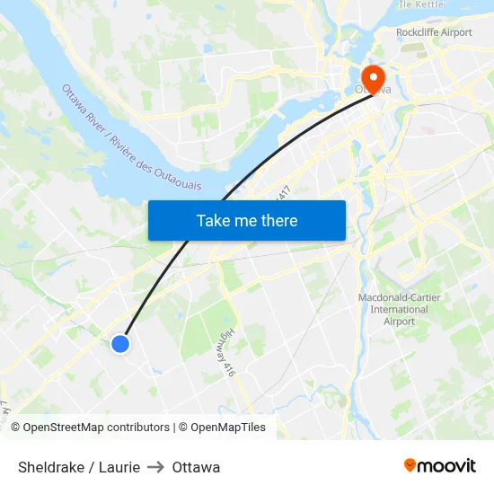 Sheldrake / Laurie to Ottawa map