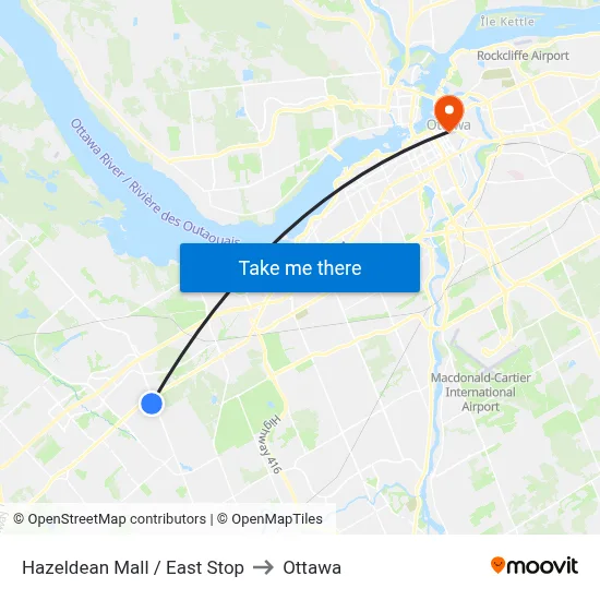 Hazeldean Mall / East Stop to Ottawa map