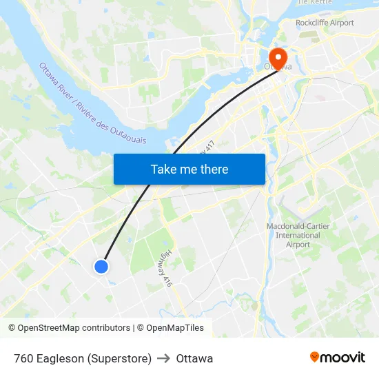 760 Eagleson (Superstore) to Ottawa map