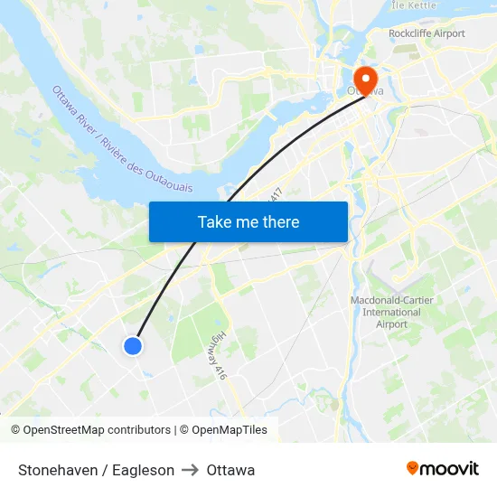 Stonehaven / Eagleson to Ottawa map