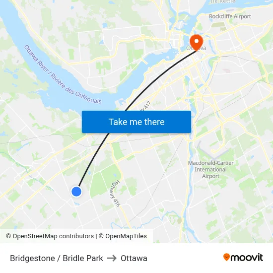 Bridgestone / Bridle Park to Ottawa map