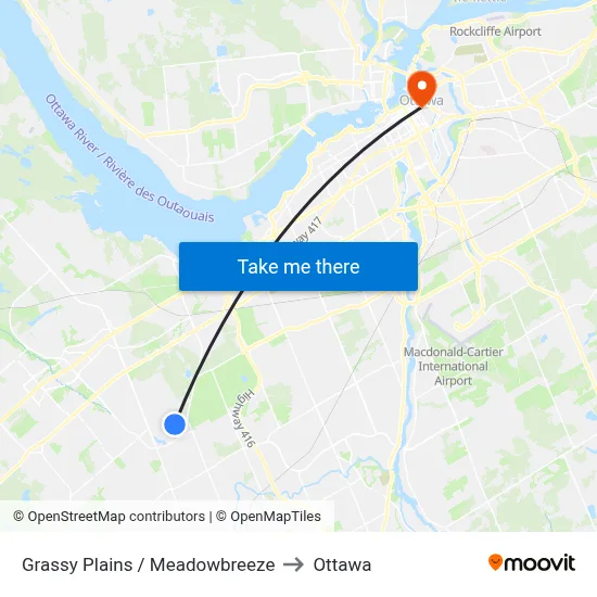 Grassy Plains / Meadowbreeze to Ottawa map