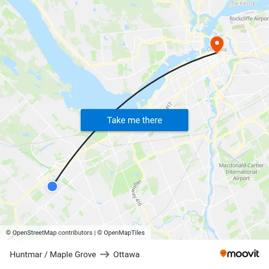 Huntmar / Maple Grove to Ottawa map