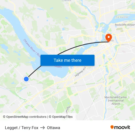 Legget / Terry Fox to Ottawa map