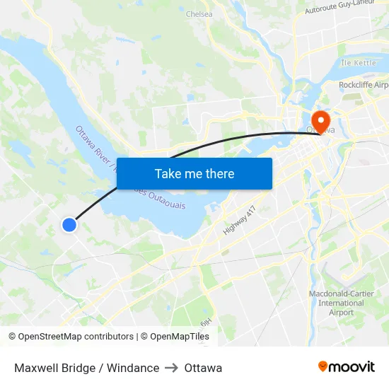 Maxwell Bridge / Windance to Ottawa map