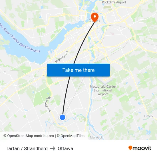 Tartan / Strandherd to Ottawa map