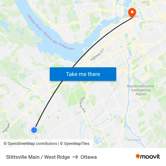 Stittsville Main / West Ridge to Ottawa map