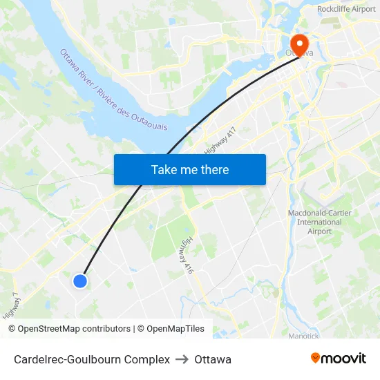 Cardelrec-Goulbourn Complex to Ottawa map