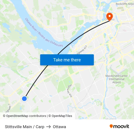 Stittsville Main / Carp to Ottawa map