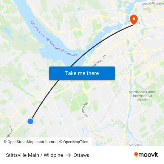 Stittsville Main / Wildpine to Ottawa map