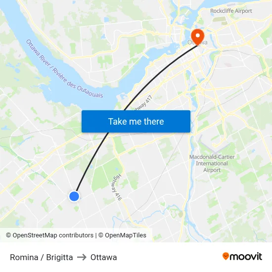 Romina / Brigitta to Ottawa map