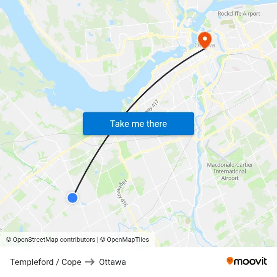 Templeford / Cope to Ottawa map