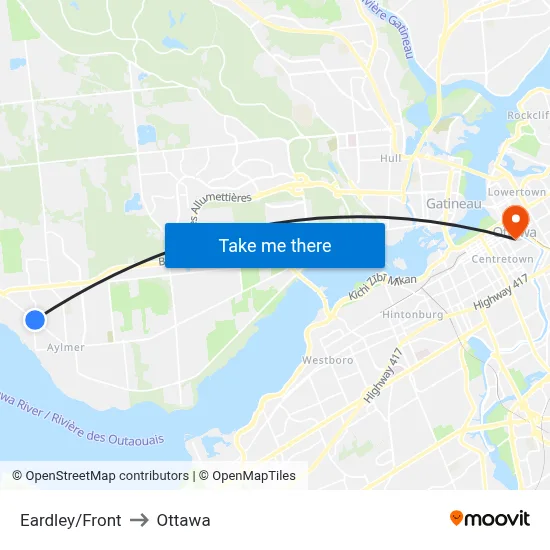 Eardley/Front to Ottawa map