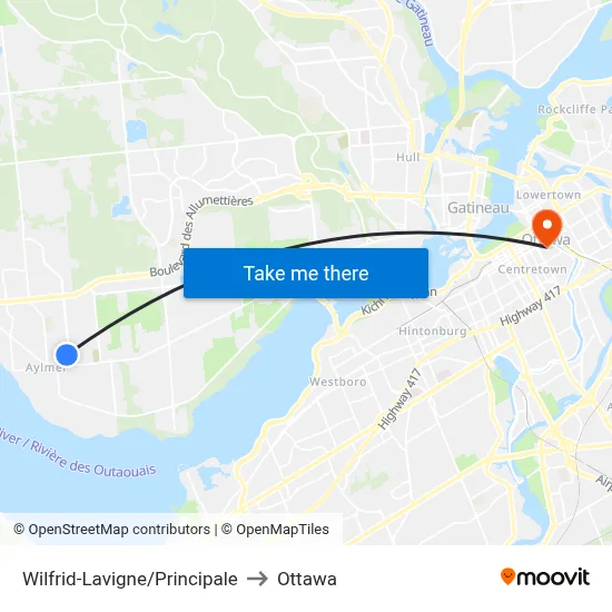Wilfrid-Lavigne/Principale to Ottawa map