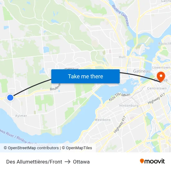 Des Allumettières/Front to Ottawa map
