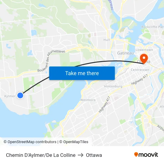Chemin D'Aylmer/De La Colline to Ottawa map