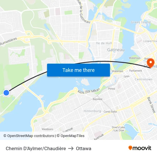 Chemin D'Aylmer/Chaudière to Ottawa map