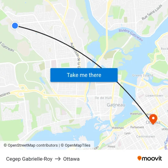 Cegep Gabrielle-Roy to Ottawa map