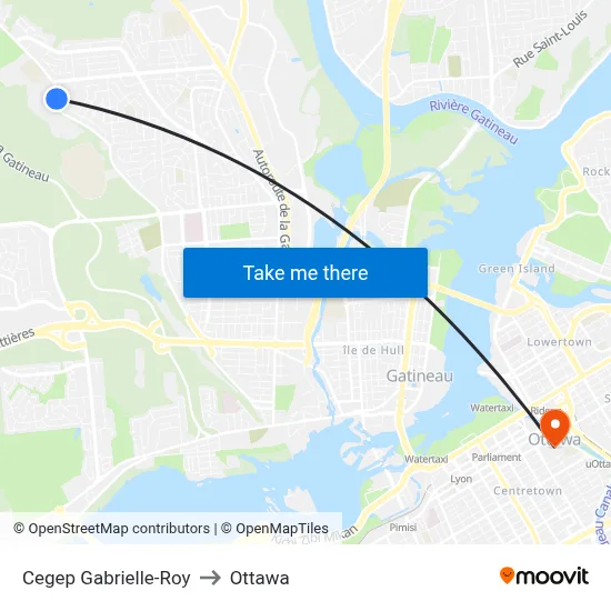 Cegep Gabrielle-Roy to Ottawa map