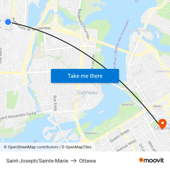 Saint-Joseph/Sainte-Marie to Ottawa map
