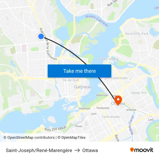 Saint-Joseph/René-Marengère to Ottawa map
