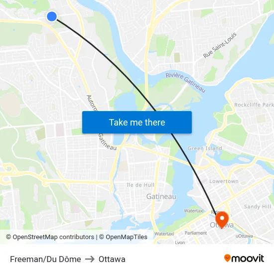 Freeman/Du Dôme to Ottawa map