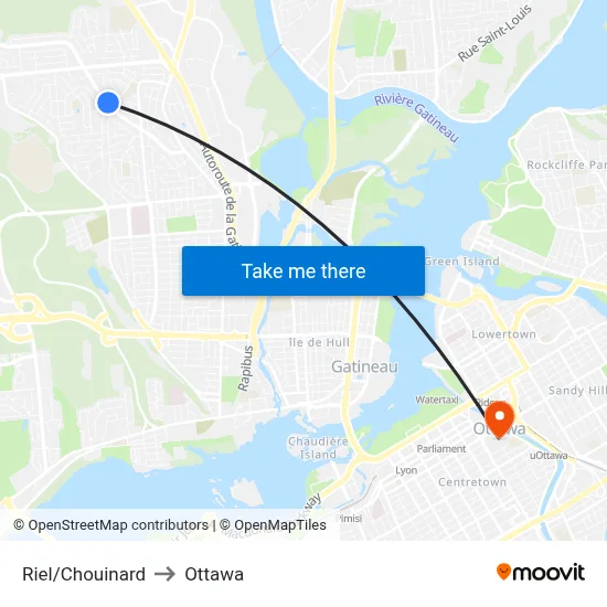 Riel/Chouinard to Ottawa map