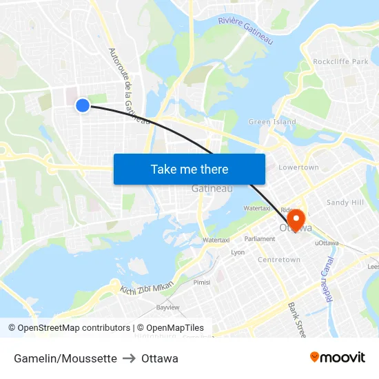 Gamelin/Moussette to Ottawa map