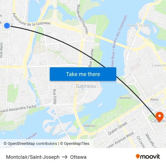 Montclair/Saint-Joseph to Ottawa map