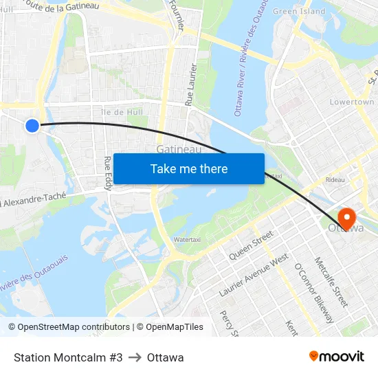 Station Montcalm #3 to Ottawa map