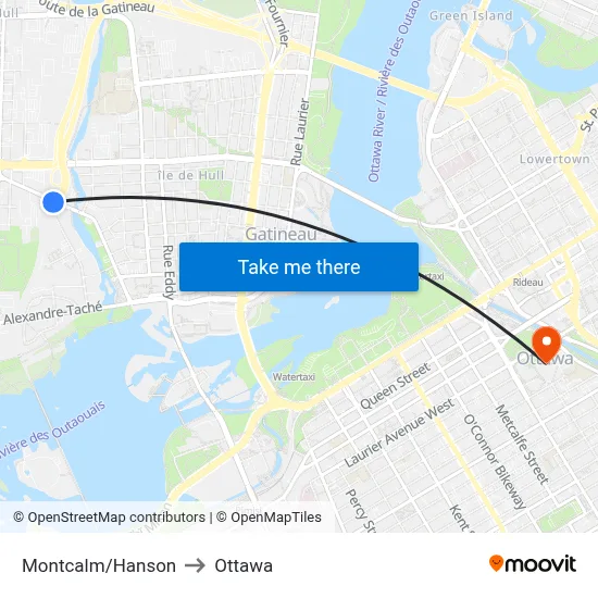 Montcalm/Hanson to Ottawa map