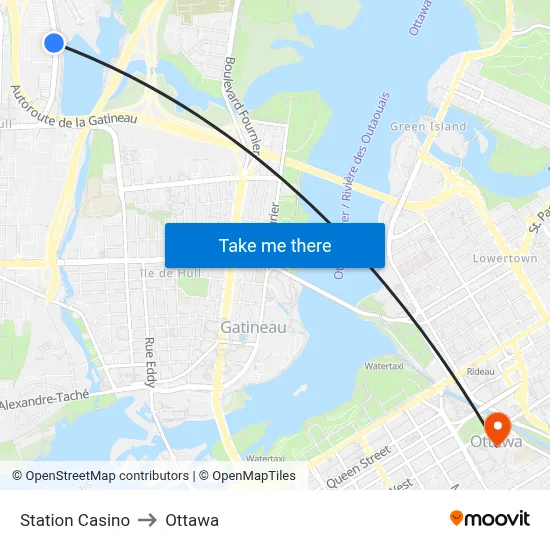 Station Casino to Ottawa map