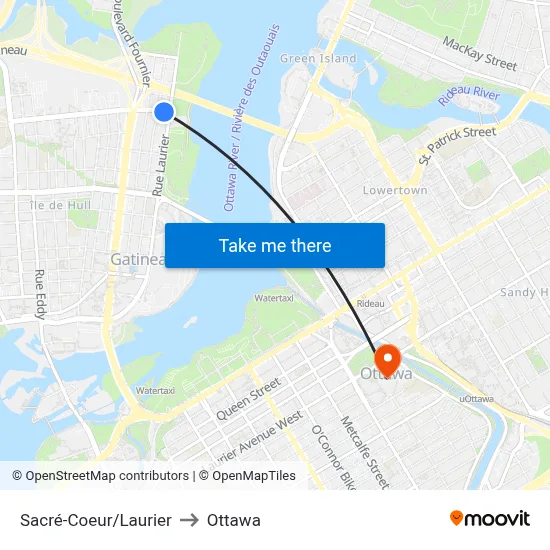 Sacré-Coeur/Laurier to Ottawa map