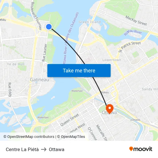 Centre La Piétà to Ottawa map